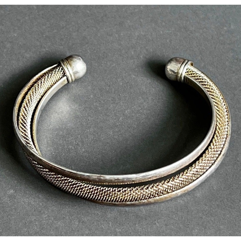 Mesh Cuff Bracelet Womens‎ OS Gold Silver Two Tone Mixed Metal